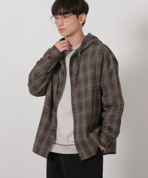 LAKOLE（ラコレ）の「チェックフード長袖シャツ / 592123（シャツ/ブラウス・メンズ・ブラウン/ボルドー/ブラック・MEDIUM/LARGE）」の8枚目の写真