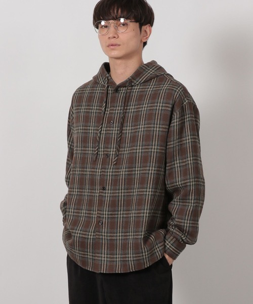 LAKOLE（ラコレ）の「チェックフード長袖シャツ / 592123（シャツ/ブラウス・メンズ・ブラウン/ボルドー/ブラック・MEDIUM/LARGE）」の9枚目の写真