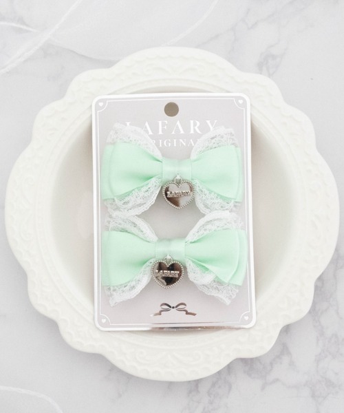 LAFARY(ラファリー)の「フリルリボン(バレッタ/ヘアクリップ・レディース・ブラック/ピンク/ブルー/グリーン/レッド/ライトブルー/パープル/イエロー/オレンジ・FREE)」の2枚目の写真