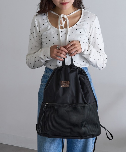 FREDRIK PACKERS（フレドリックパッカーズ）の「【FREDRIK PACKERS】≪別注≫POMELO　ライトナップサック/ナップザック 超軽量（バックパック/リュック・レディース・ブラック系その他3/チャコールグレー/ブラック系その他2/ブラック系1・FREE）」の9枚目の写真