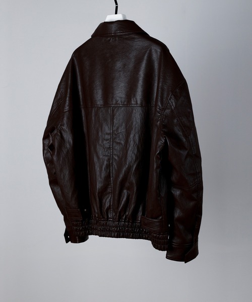 DRAW（ドロー）の「DRAW(ドロー) / ビッグシルエット フェイクレザーブルゾン（ユニセックス）（ブルゾン・メンズ・ダークウッド/ブラック・S/LARGE/MEDIUM/SMALL）」の11枚目の写真