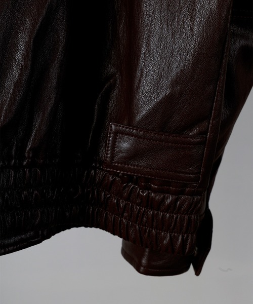 DRAW（ドロー）の「DRAW(ドロー) / ビッグシルエット フェイクレザーブルゾン（ユニセックス）（ブルゾン・メンズ・ダークウッド/ブラック・S/LARGE/MEDIUM/SMALL）」の13枚目の写真