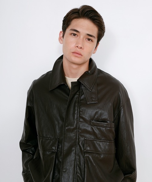 inou 高円寺　ブラックレザーブルゾン 楽天市場】【SALE／22%OFF】PUレザージップブルゾン LAKOLE ラコレ