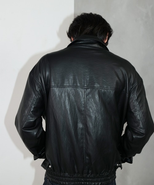 DRAW（ドロー）の「DRAW(ドロー) / ビッグシルエット フェイクレザーブルゾン（ユニセックス）（ブルゾン・メンズ・ダークウッド/ブラック・S/LARGE/MEDIUM/SMALL）」の22枚目の写真