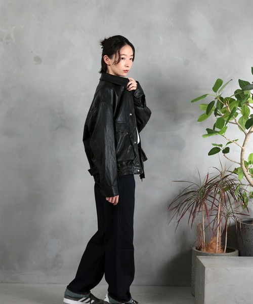 セール】DRAW(ドロー) / ビッグシルエット フェイクレザーブルゾン
