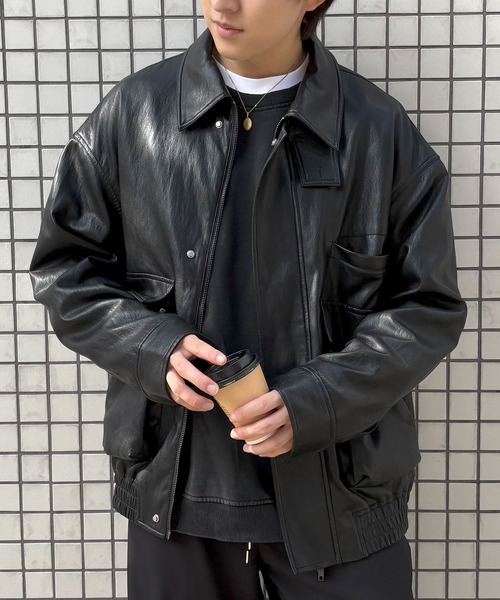 DRAW(ドロー) / ビッグシルエット フェイクレザーブルゾン（ユニ