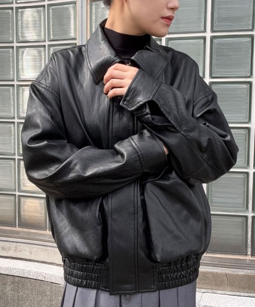 セール】DRAW(ドロー) / ビッグシルエット フェイクレザーブルゾン