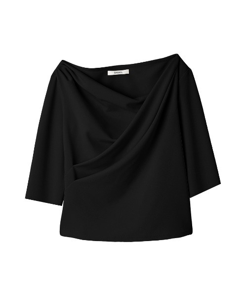 SNIDEL（スナイデル）の「ワンショルダードレープカットソー（Tシャツ/カットソー・レディース・ブラック/ピンクベージュ/クリーム・F）」の2枚目の写真