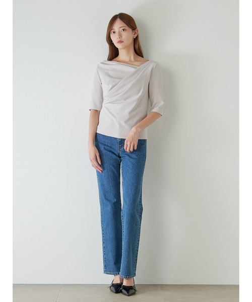 SNIDEL（スナイデル）の「ワンショルダードレープカットソー（Tシャツ/カットソー・レディース・ブラック/ピンクベージュ/クリーム・F）」の9枚目の写真