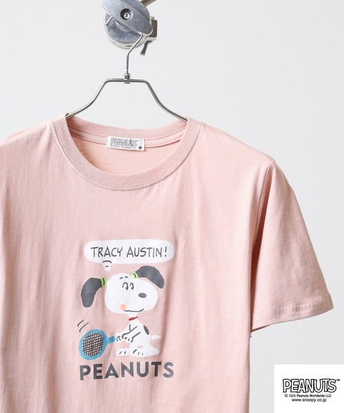 PEANUTS(ピーナッツ)の「PEANUTS プリント天竺半袖Tシャツ(Tシャツ/カットソー・メンズ・杢グレー/ブラック/ピンクベージュ/サーモンピンク/ライトカーキ/ネイビー・M/L/LL)」の5枚目の写真
