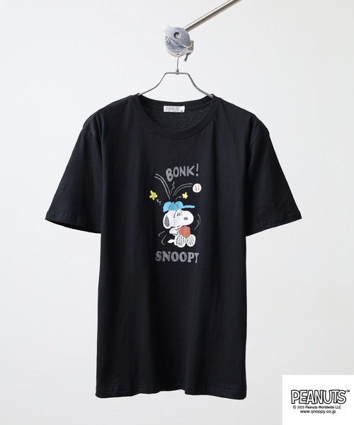 PEANUTS(ピーナッツ)の「PEANUTS プリント天竺半袖Tシャツ(Tシャツ/カットソー・メンズ・杢グレー/ブラック/ピンクベージュ/サーモンピンク/ライトカーキ/ネイビー・M/L/LL)」の14枚目の写真