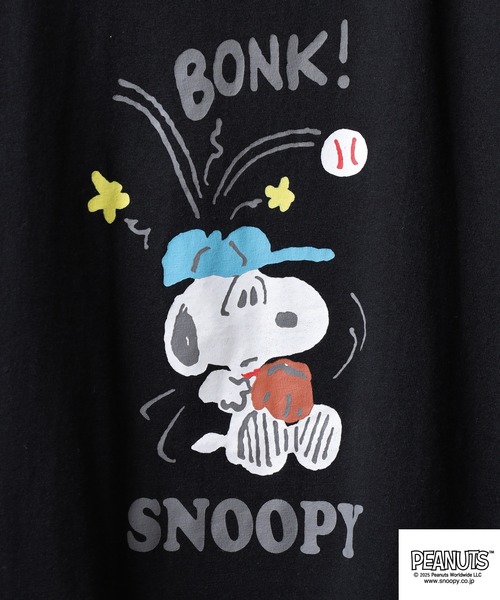 PEANUTS(ピーナッツ)の「PEANUTS プリント天竺半袖Tシャツ(Tシャツ/カットソー・メンズ・杢グレー/ブラック/ピンクベージュ/サーモンピンク/ライトカーキ/ネイビー・M/L/LL)」の16枚目の写真