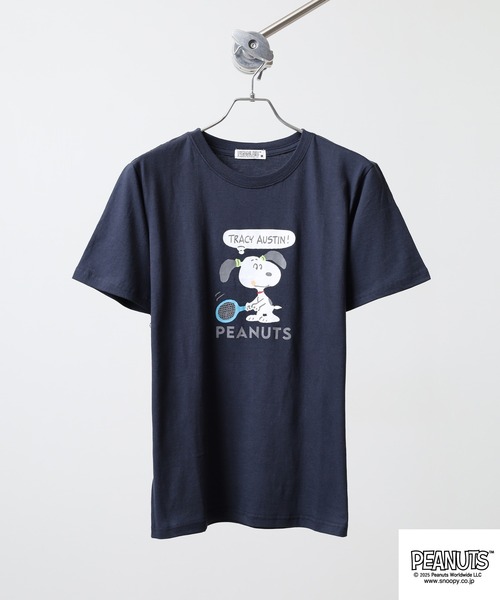 PEANUTS(ピーナッツ)の「PEANUTS プリント天竺半袖Tシャツ(Tシャツ/カットソー・メンズ・杢グレー/ブラック/ピンクベージュ/サーモンピンク/ライトカーキ/ネイビー・M/L/LL)」の8枚目の写真