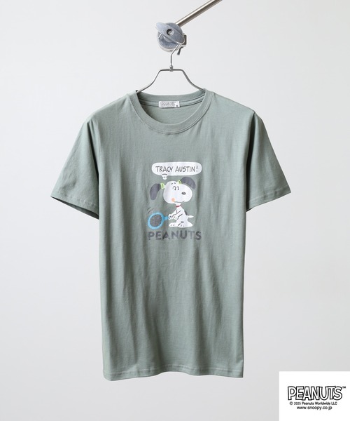 PEANUTS(ピーナッツ)の「PEANUTS プリント天竺半袖Tシャツ(Tシャツ/カットソー・メンズ・杢グレー/ブラック/ピンクベージュ/サーモンピンク/ライトカーキ/ネイビー・M/L/LL)」の7枚目の写真