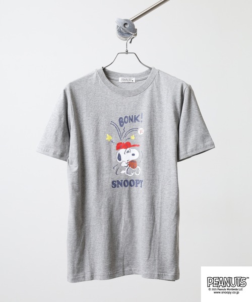 PEANUTS(ピーナッツ)の「PEANUTS プリント天竺半袖Tシャツ(Tシャツ/カットソー・メンズ・杢グレー/ブラック/ピンクベージュ/サーモンピンク/ライトカーキ/ネイビー・M/L/LL)」の12枚目の写真