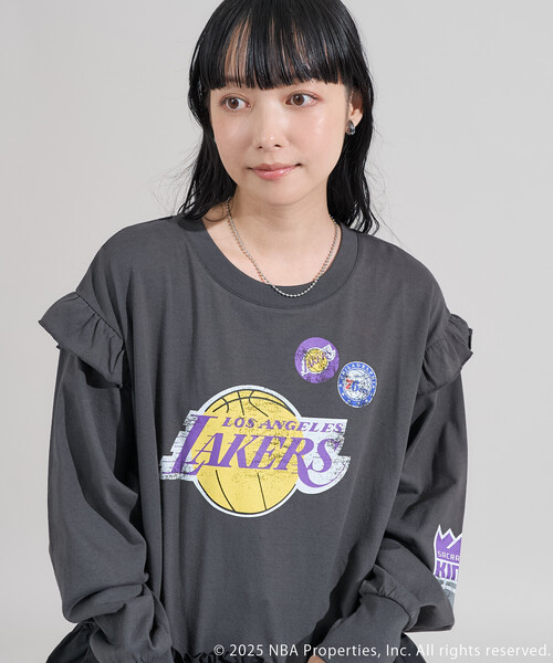 FREAK'S STORE(フリークスストア)の「NBA 布帛ドッキング チュニック ロンT(Tシャツ/カットソー・レディース・チャコールグレー/オフホワイト/ライトグレー・フリ-)」の10枚目の写真