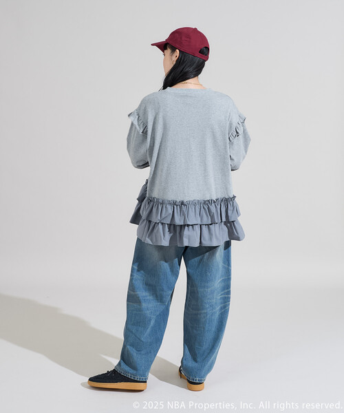 FREAK'S STORE(フリークスストア)の「NBA 布帛ドッキング チュニック ロンT(Tシャツ/カットソー・レディース・チャコールグレー/オフホワイト/ライトグレー・フリ-)」の19枚目の写真