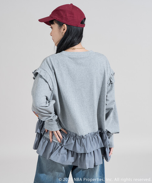 FREAK'S STORE(フリークスストア)の「NBA 布帛ドッキング チュニック ロンT(Tシャツ/カットソー・レディース・チャコールグレー/オフホワイト/ライトグレー・フリ-)」の20枚目の写真