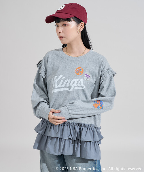 FREAK'S STORE(フリークスストア)の「NBA 布帛ドッキング チュニック ロンT(Tシャツ/カットソー・レディース・チャコールグレー/オフホワイト/ライトグレー・フリ-)」の22枚目の写真