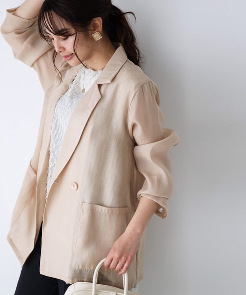 Ehre style(エーレスタイル)の「こんなの欲しかった!着心地カーデなのにジャケット(テーラードジャケット・レディース・ブラック/ベージュ/ホワイト/ブラウン・FREE)」の4枚目の写真