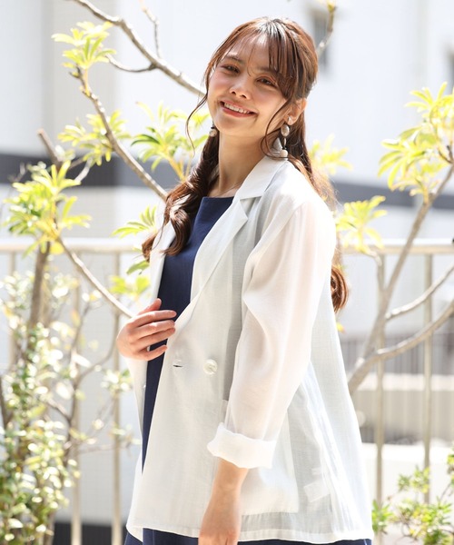 Ehre style(エーレスタイル)の「こんなの欲しかった!着心地カーデなのにジャケット(テーラードジャケット・レディース・ブラック/ベージュ/ホワイト/ブラウン・FREE)」の8枚目の写真