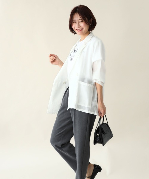 Ehre style(エーレスタイル)の「こんなの欲しかった!着心地カーデなのにジャケット(テーラードジャケット・レディース・ブラック/ベージュ/ホワイト/ブラウン・FREE)」の21枚目の写真
