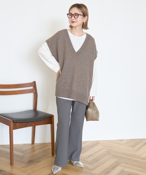 AMERICAN HOLIC（アメリカンホリック）の「ラメ入リVネックニットベスト（ベスト・レディース・ブラック/モカ/グレー系その他・FREE）」の4枚目の写真