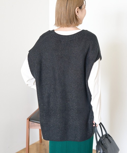 AMERICAN HOLIC（アメリカンホリック）の「ラメ入リVネックニットベスト（ベスト・レディース・ブラック/モカ/グレー系その他・FREE）」の16枚目の写真