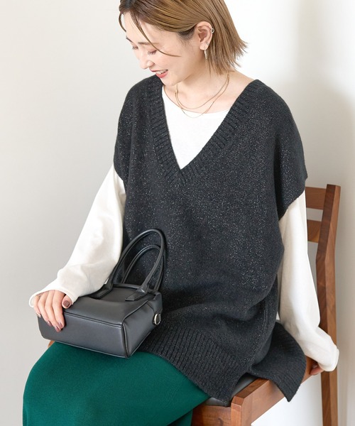 AMERICAN HOLIC（アメリカンホリック）の「ラメ入リVネックニットベスト（ベスト・レディース・ブラック/モカ/グレー系その他・FREE）」の18枚目の写真