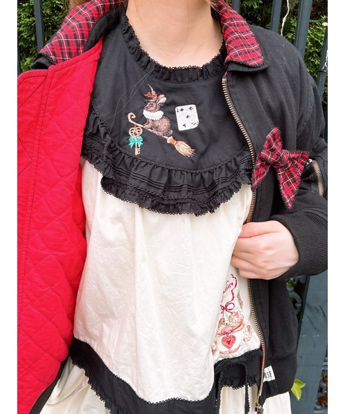 ピンクハウス♡新品・未使用♡ワンダーランド猫刺繍の綿ローンブラウス