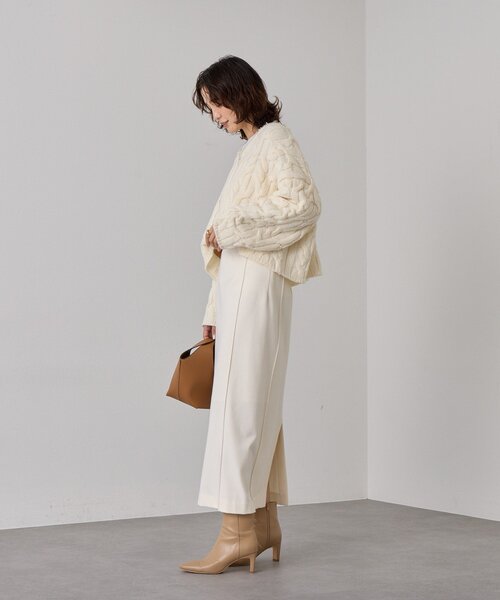 RIVE DROITE（リヴドロワ）の「【暖かく着れる】両面起毛ピンタックナロースカート（スカート・レディース・グレー/ブラウン/オフホワイト・36/38）」の13枚目の写真