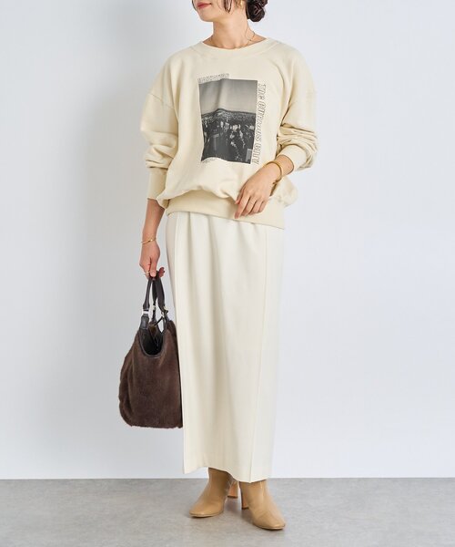 RIVE DROITE（リヴドロワ）の「【暖かく着れる】両面起毛ピンタックナロースカート（スカート・レディース・グレー/ブラウン/オフホワイト・36/38）」の16枚目の写真