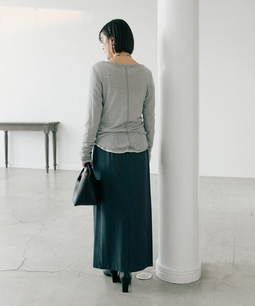 RIVE DROITE（リヴドロワ）の「【暖かく着れる】両面起毛ピンタックナロースカート（スカート・レディース・グレー/ブラウン/オフホワイト・36/38）」の22枚目の写真