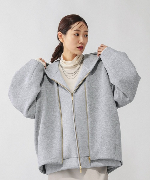 GLOBAL WORK（グローバルワーク）の「ダンボールノーカラージャケット/579497（ブルゾン・レディース・ブラック/グレー/ライトグレー/オフホワイト・LARGE/MEDIUM）」の3枚目の写真