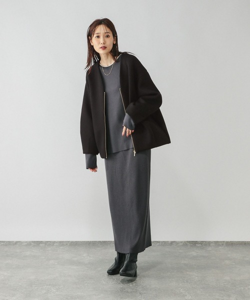 【美品】brusco.k ブルスコ ノーカラージャケット コットン ブラック 美品】brusco.k ブルスコ ノーカラージャケット コットン