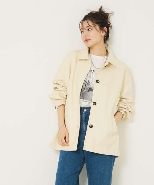 abahouse mavie（アバハウスマヴィ）の「ソフトレザーライクブルゾン（ブルゾン・レディース・オフホワイト/ブラック/ダークブラウン・フリー）」の7枚目の写真