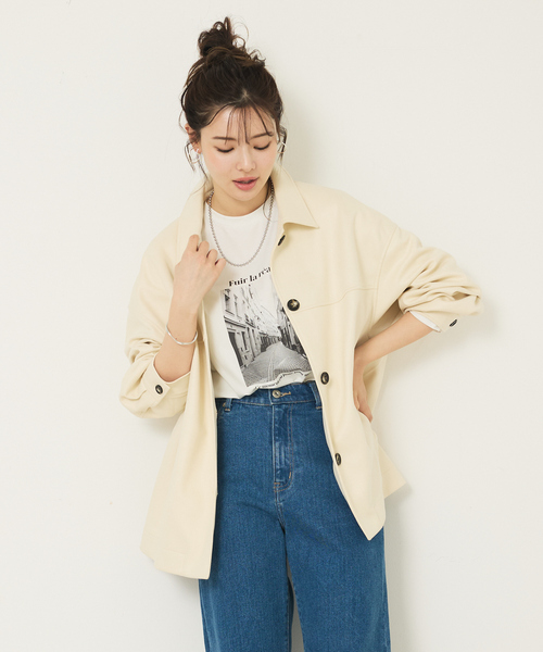 abahouse mavie（アバハウスマヴィ）の「ソフトレザーライクブルゾン（ブルゾン・レディース・オフホワイト/ブラック/ダークブラウン・フリー）」の10枚目の写真