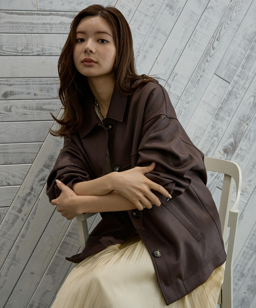 abahouse mavie（アバハウスマヴィ）の「ソフトレザーライクブルゾン（ブルゾン・レディース・オフホワイト/ブラック/ダークブラウン・フリー）」の14枚目の写真