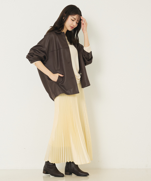 abahouse mavie（アバハウスマヴィ）の「ソフトレザーライクブルゾン（ブルゾン・レディース・オフホワイト/ブラック/ダークブラウン・フリー）」の8枚目の写真