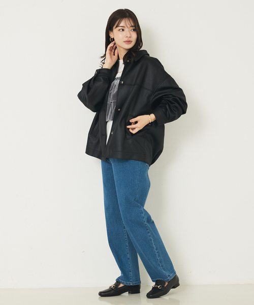 abahouse mavie（アバハウスマヴィ）の「ソフトレザーライクブルゾン（ブルゾン・レディース・オフホワイト/ブラック/ダークブラウン・フリー）」の22枚目の写真