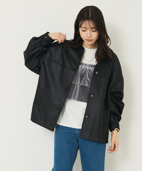 abahouse mavie（アバハウスマヴィ）の「ソフトレザーライクブルゾン（ブルゾン・レディース・オフホワイト/ブラック/ダークブラウン・フリー）」の15枚目の写真