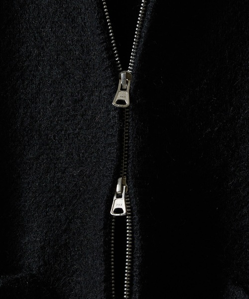 MOHAIR SOLID JACQUARD KNIT ZIP-UP CARDIGAN / モヘヤ ソリッド