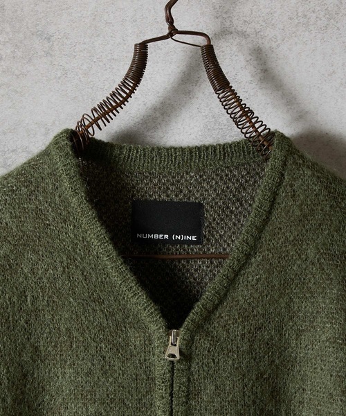 新品　NUMBER (N)INE モヘアソリッドジャガードニット カーディガン MOHAIR SOLID JACQUARD KNIT ZIP-UP CARDIGAN / モヘヤ ソリッド