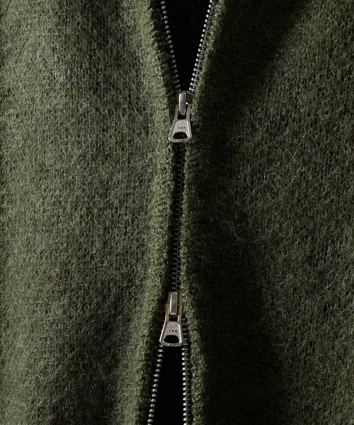 MOHAIR SOLID JACQUARD KNIT ZIP-UP CARDIGAN / モヘヤ ソリッド