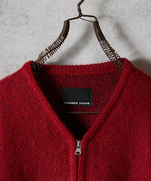 MOHAIR SOLID JACQUARD KNIT ZIP-UP CARDIGAN / モヘヤ ソリッド