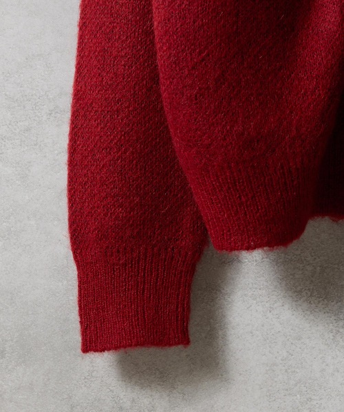 MOHAIR SOLID JACQUARD KNIT ZIP-UP CARDIGAN / モヘヤ ソリッド
