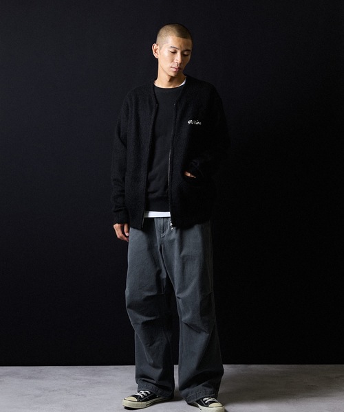 MOHAIR SOLID JACQUARD KNIT ZIP-UP CARDIGAN / モヘヤ ソリッド