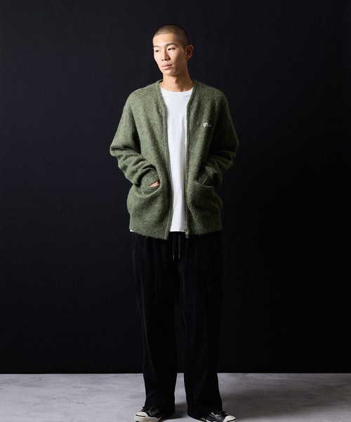セール】MOHAIR SOLID JACQUARD KNIT ZIP-UP CARDIGAN / モヘヤ