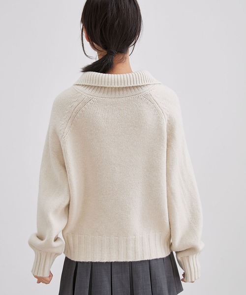 Lace Ladies（レースレディース）の「ウールタッチ 襟付き ハーフジップ ニット プルオーバー（ニット/セーター・レディース・ベージュ/ブラック/アイボリー/グレー・FREE）」の15枚目の写真