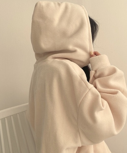 yuue' ( wear )(ユーイ)の「ボアオーバーサイズロゴハーフジップパーカー/フーディー(パーカー・レディース・アイボリー/ブラック・FREE)」の7枚目の写真